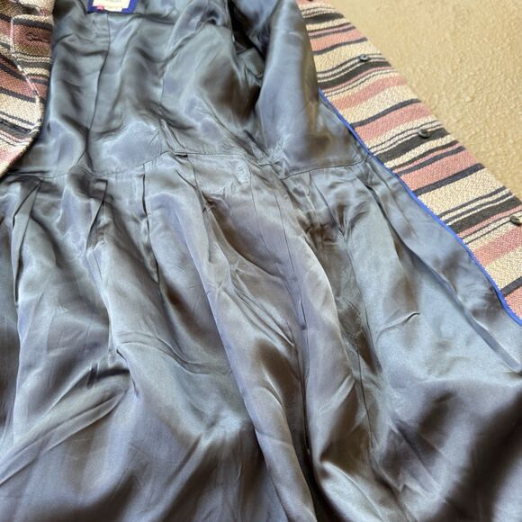 Anthropologie Elevenses Pattern Makers Coat Sz 6 Stripe Colorblock Bow Shoulder - Picture 10 of 12